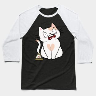 Funny White Cat steps on a dirty diaper Baseball T-Shirt